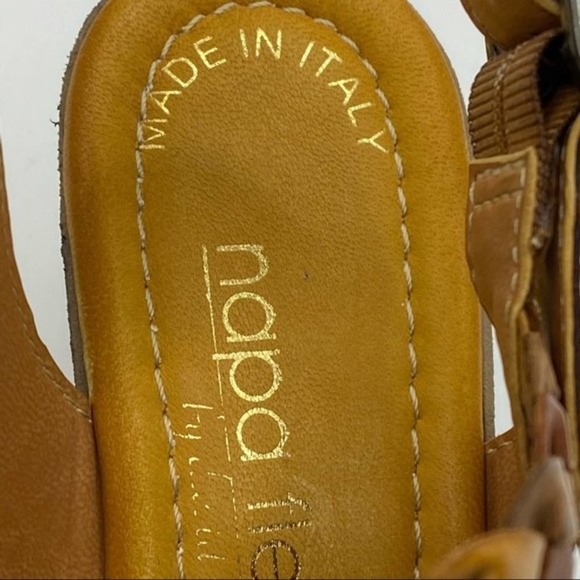 Napa Flex by David Tate Italy Brown Leather Woven Strap Wedge Sandals Size 5.5 - Picture 5 of 7